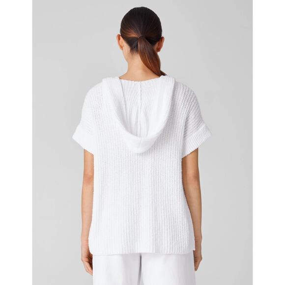 Eileen Fisher Peruvian Organic Cotton Boucle Hooded Cardigan White Size 2X - Picture 2 of 9